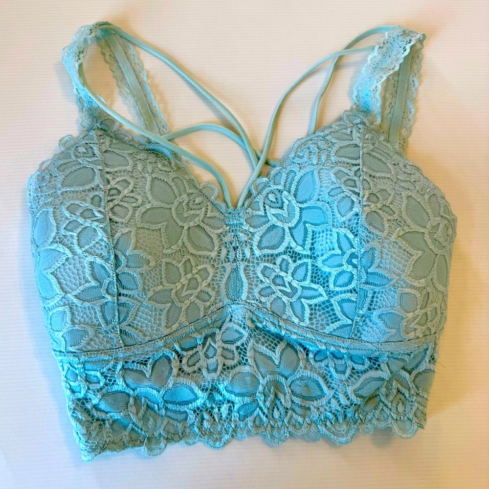 Buckle Lace Light Blue Bralette
